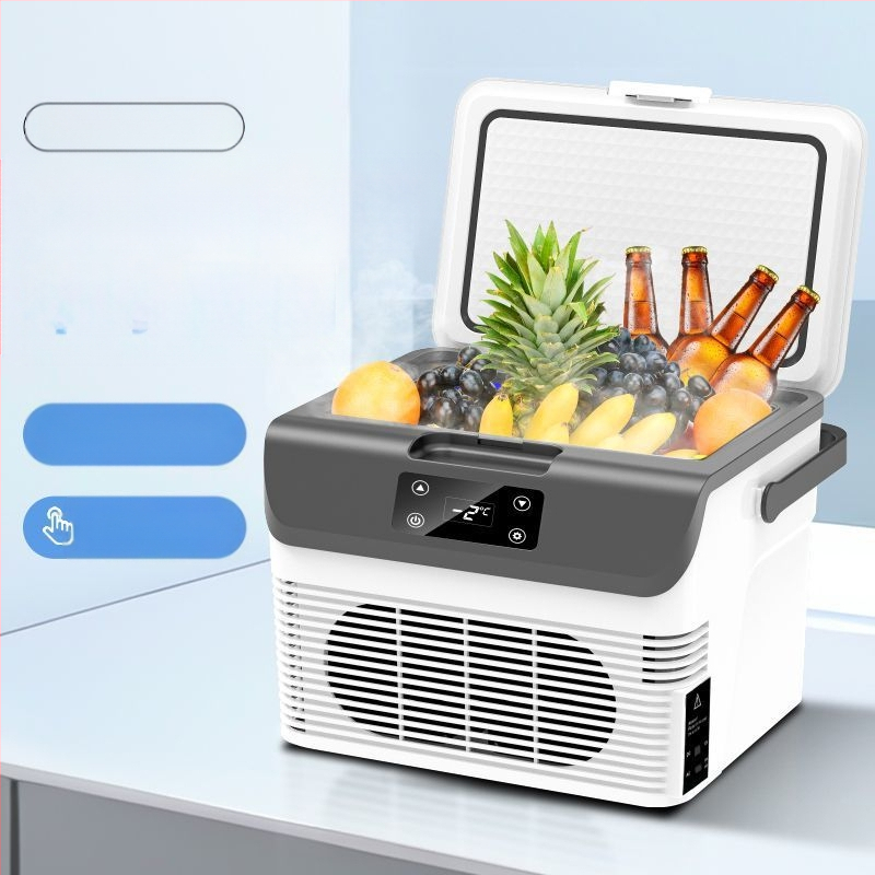 Автомобилен хладилник с капацитет до 5 л, 65W, полупроводниково охлаждане, универсален 12V/24V/220V, преносим мини хладилник за кола, дом и общежитие