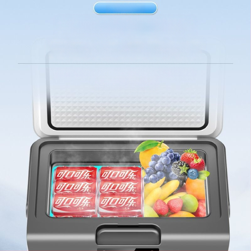 Автомобилен хладилник с капацитет до 5 л, 65W, полупроводниково охлаждане, универсален 12V/24V/220V, преносим мини хладилник за кола, дом и общежитие