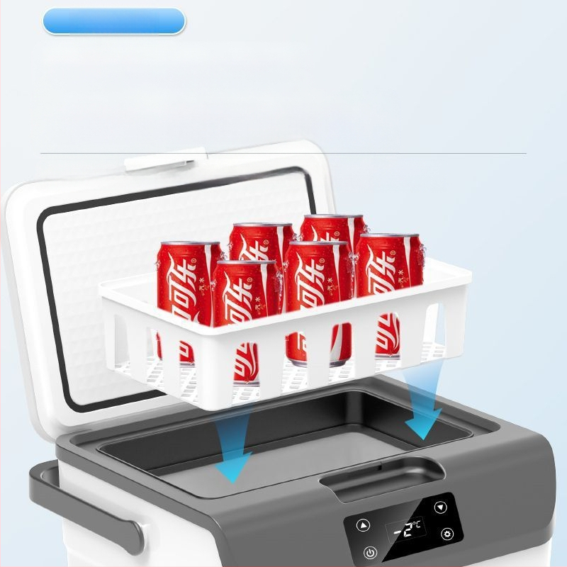 Автомобилен хладилник с капацитет до 5 л, 65W, полупроводниково охлаждане, универсален 12V/24V/220V, преносим мини хладилник за кола, дом и общежитие