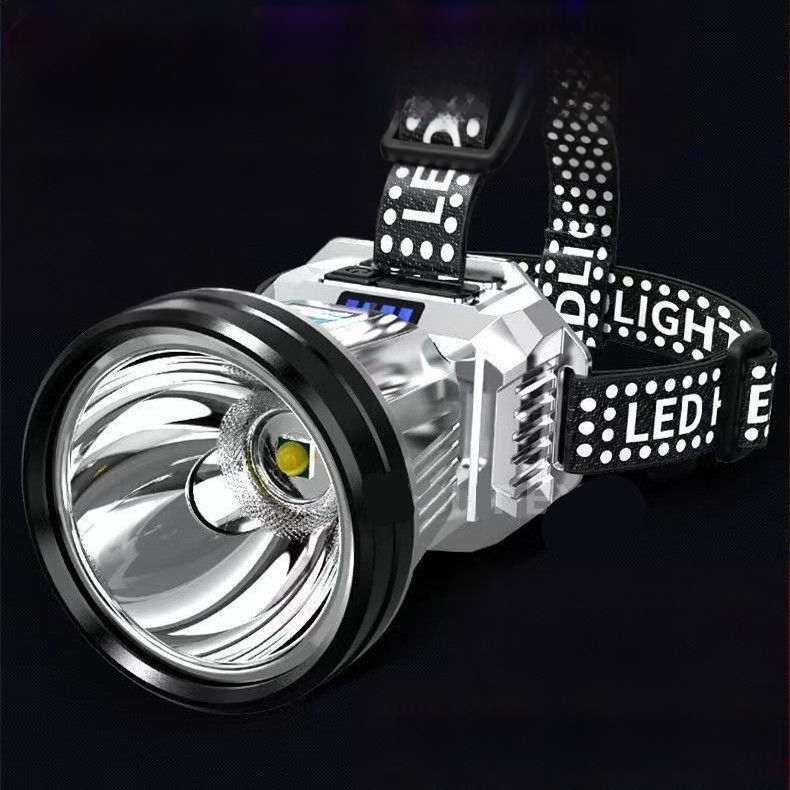 LED galvos žibintas su įkraunama 18650 baterija, atsparus vandeniui, 30 m šviesos spindulys, 8 valandų veikimo laikas, galvos dirželio tvirtinimas naktinei žvejybai