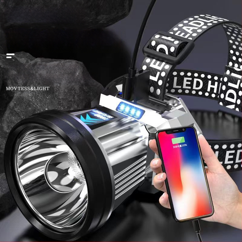 LED galvos žibintas su įkraunama 18650 baterija, atsparus vandeniui, 30 m šviesos spindulys, 8 valandų veikimo laikas, galvos dirželio tvirtinimas naktinei žvejybai