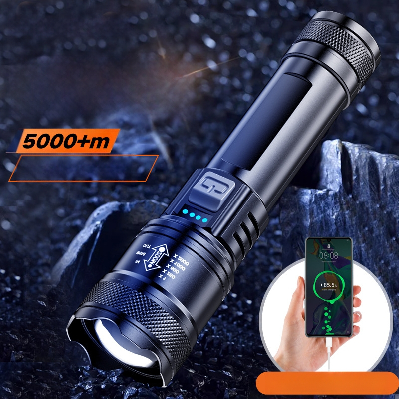 Rankinis prožektorius lauko naudojimui, daugiafunkcinis su ilgu nuotoliu apšvietimu ir šoniniu lazerio šviesos šaltiniu