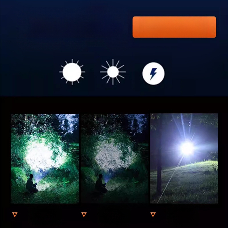 Rankinis prožektorius lauko naudojimui, daugiafunkcinis su ilgu nuotoliu apšvietimu ir šoniniu lazerio šviesos šaltiniu