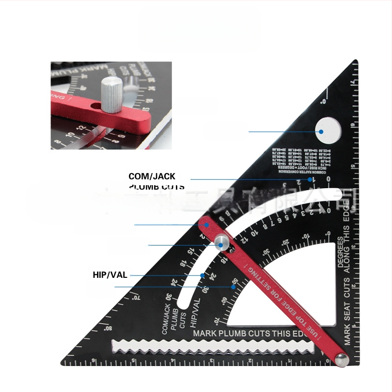 Mr Drill Подвижна триъгълна линейка с плъзгащ прът за 90° – алуминиева сплав, 234 g