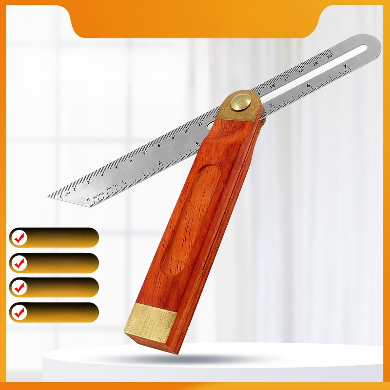 Подвижен ъгломер с дървена дръжка и корпус от неръждаема стомана, регулируем ъгъл