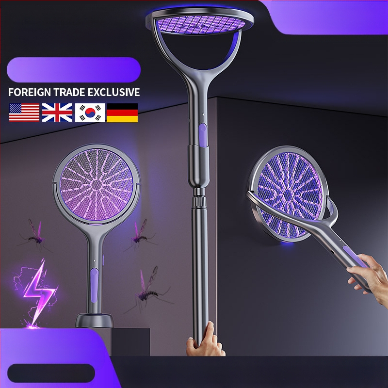Ηλεκτρική συσκευή εξολόθρευσης κουνουπιών με τηλεσκοπική επέκταση, USB επαναφορτιζόμενη, αλουμινένιο πλέγμα, UV παγίδα, κάλυψη 11-20㎡