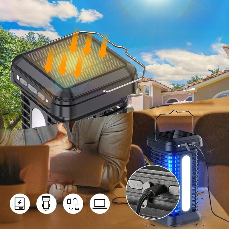 Λαμπτήρας εξολόθρευσης κουνουπιών με LED παγίδα και ηλεκτρικό σοκ, εσωτερική/εξωτερική χρήση, ενσωματωμένη μπαταρία 4000–5000mAh, φόρτιση 1–3 ώρες, κάλυψη 21–30㎡