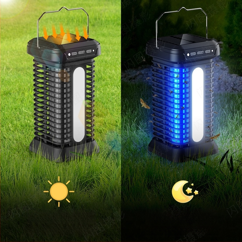 Λαμπτήρας εξολόθρευσης κουνουπιών με LED παγίδα και ηλεκτρικό σοκ, εσωτερική/εξωτερική χρήση, ενσωματωμένη μπαταρία 4000–5000mAh, φόρτιση 1–3 ώρες, κάλυψη 21–30㎡