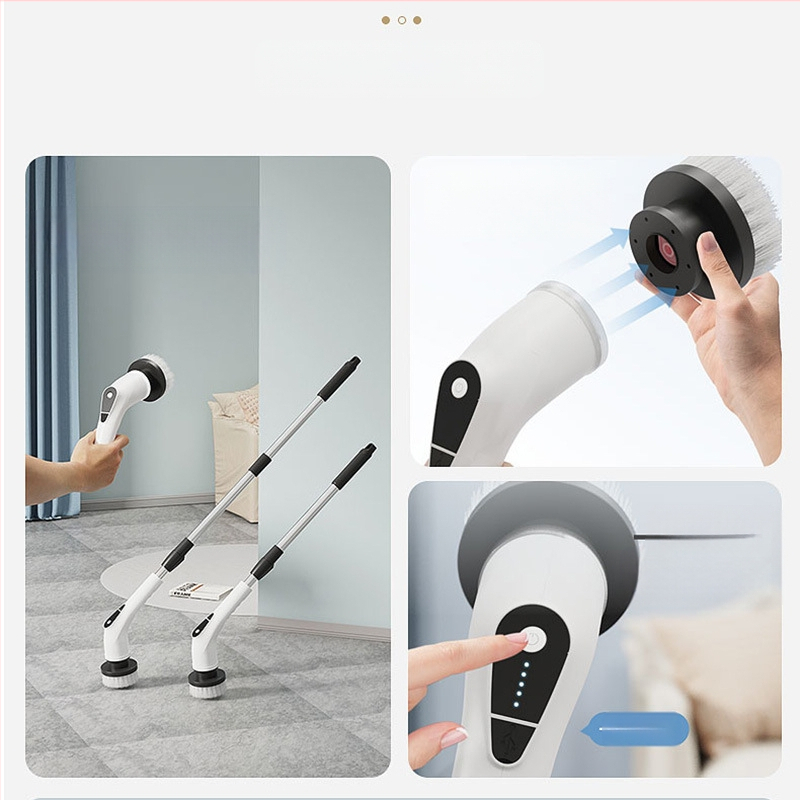 Elektriskā tīrīšanas birste mājai, virtuvei un vannas istabai – divu lietojumu gara un īsa birste, rokas vadāma, uzlādējama, bezvadu un pārnēsājama; modelis 9NI1, jauda 25W, spriegums 5V, frekvence 50Hz