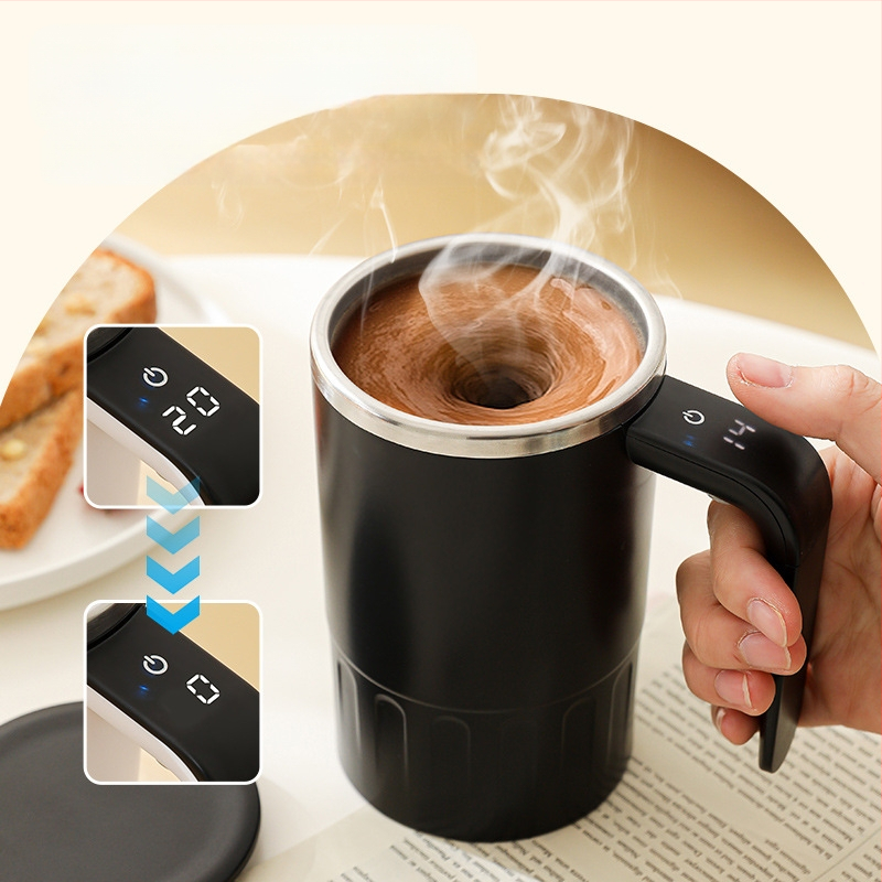 Cană shaker din oțel inoxidabil cu motor electric pentru pudră de proteine — cană de cafea portabilă (320 g, oțel inoxidabil, motor electric, imprimare logo disponibil)