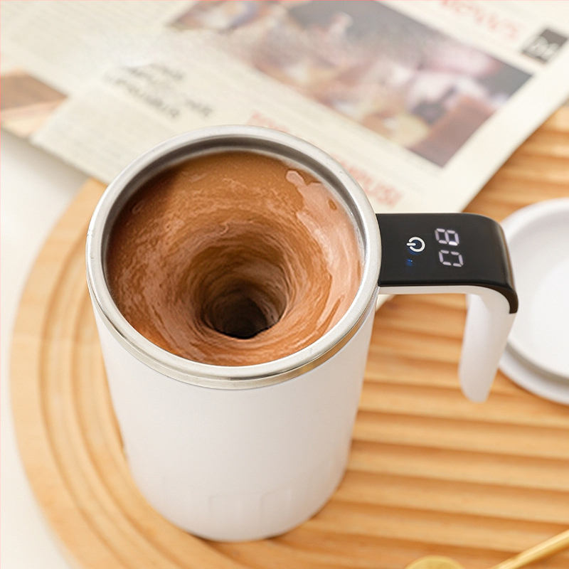 Cană shaker din oțel inoxidabil cu motor electric pentru pudră de proteine — cană de cafea portabilă (320 g, oțel inoxidabil, motor electric, imprimare logo disponibil)