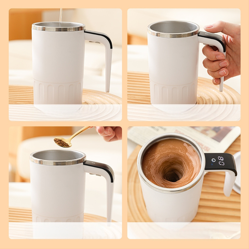 Cană shaker din oțel inoxidabil cu motor electric pentru pudră de proteine — cană de cafea portabilă (320 g, oțel inoxidabil, motor electric, imprimare logo disponibil)