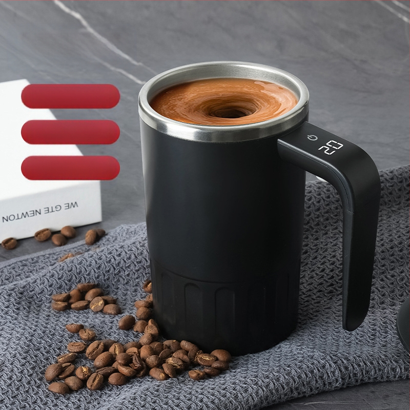 Cană shaker din oțel inoxidabil cu motor electric pentru pudră de proteine — cană de cafea portabilă (320 g, oțel inoxidabil, motor electric, imprimare logo disponibil)