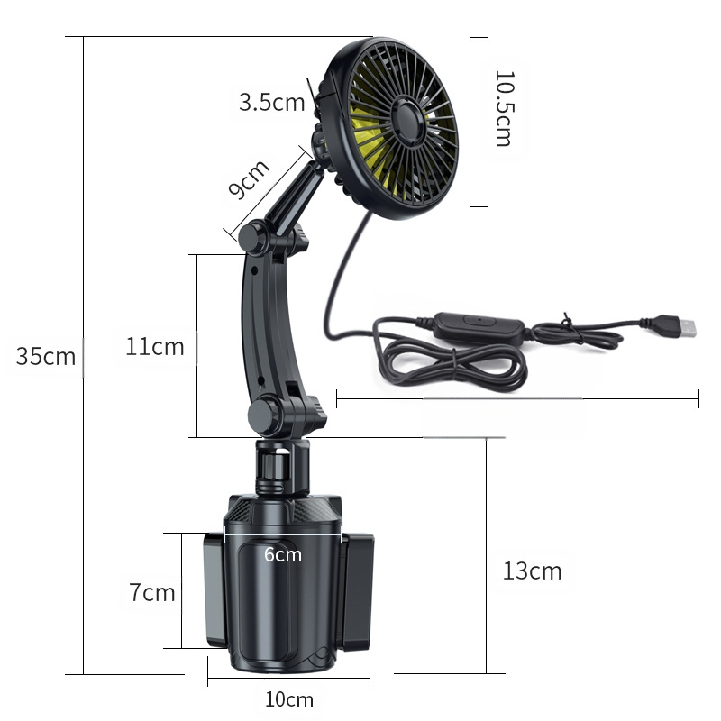 Automobilio ventiliatorius su daugiafunkciniu puodelio laikikliu, ABS korpusas, modelis 9056, skirtas prietaisų skydeliui, individualizavimas pagal užsakymą