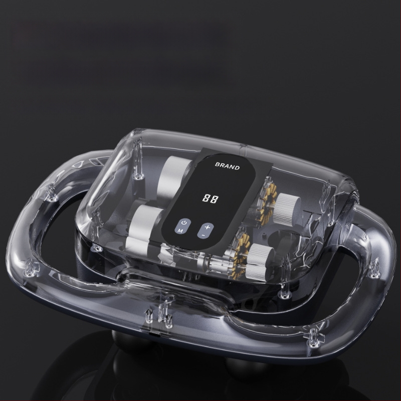 Šešių galvų fascijos masažo ginklas raumenims – LCD ekranas, daug lygių reguliavimų, automatinis išjungimas, įmontuota baterija 1200–2000 mAh, 3–6 valandos, triukšmo lygis 36–45 dB