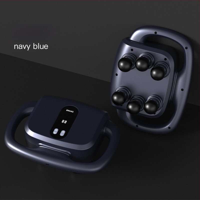 Šešių galvų fascijos masažo ginklas raumenims – LCD ekranas, daug lygių reguliavimų, automatinis išjungimas, įmontuota baterija 1200–2000 mAh, 3–6 valandos, triukšmo lygis 36–45 dB