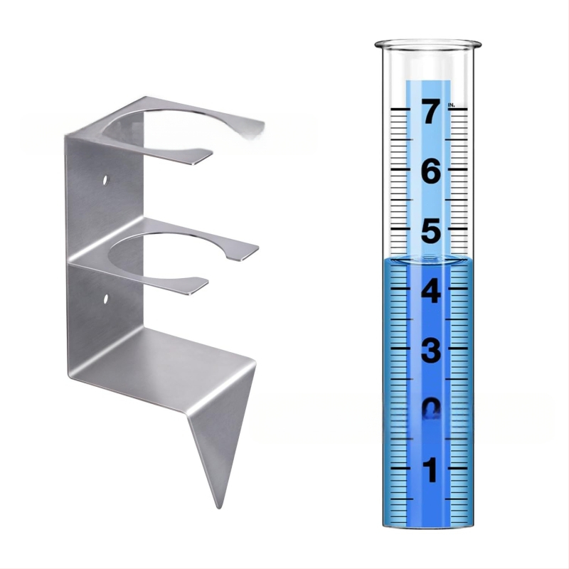Lietaus matuoklis XY-155 iš nerūdijančio plieno tvirtinimo rėmas su stulpo laikikliu lauko sode, 0–7 skalė