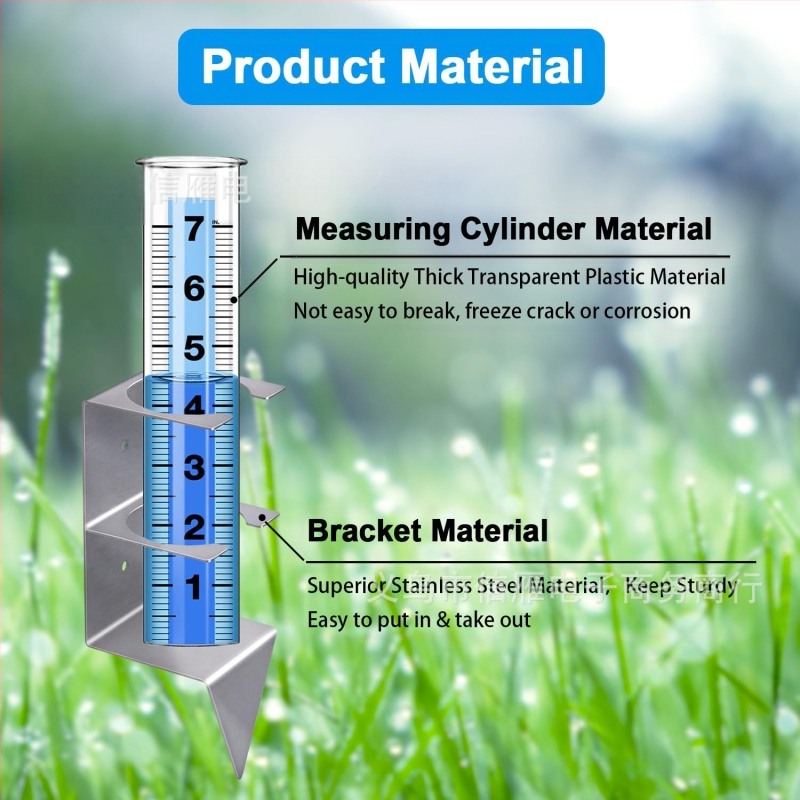 Lietaus matuoklis XY-155 iš nerūdijančio plieno tvirtinimo rėmas su stulpo laikikliu lauko sode, 0–7 skalė