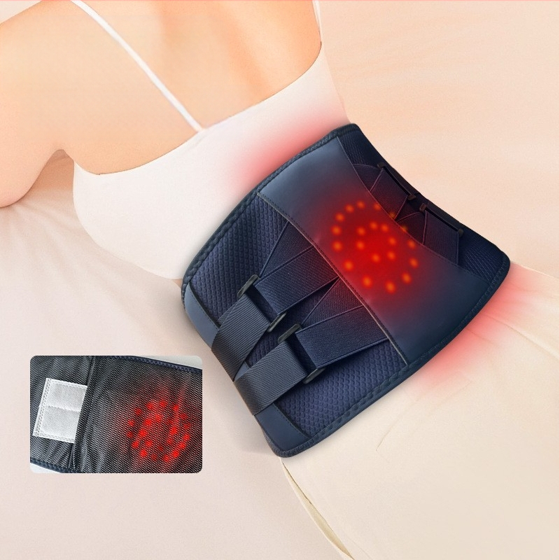 Ασύρματη θερμαινόμενη ζώνη μέσης με δόνηση και θεραπεία με κόκκινο φως, USB τροφοδοσία, 3 ταχύτητες, 8+ κεφαλές μασάζ, θερμή συμπίεση