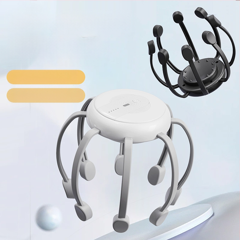 Aštuonkojinis galvos masažuoklis – įkraunamas, mygtuko valdymas, 4 greičiai vibracijos, modelis JX-001