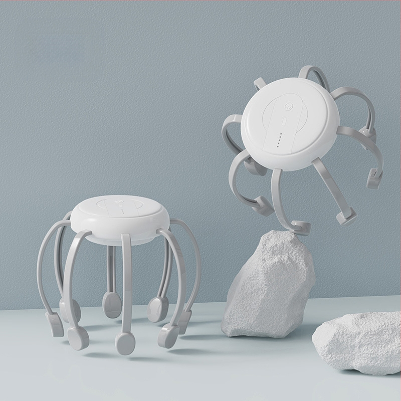 Aštuonkojinis galvos masažuoklis – įkraunamas, mygtuko valdymas, 4 greičiai vibracijos, modelis JX-001