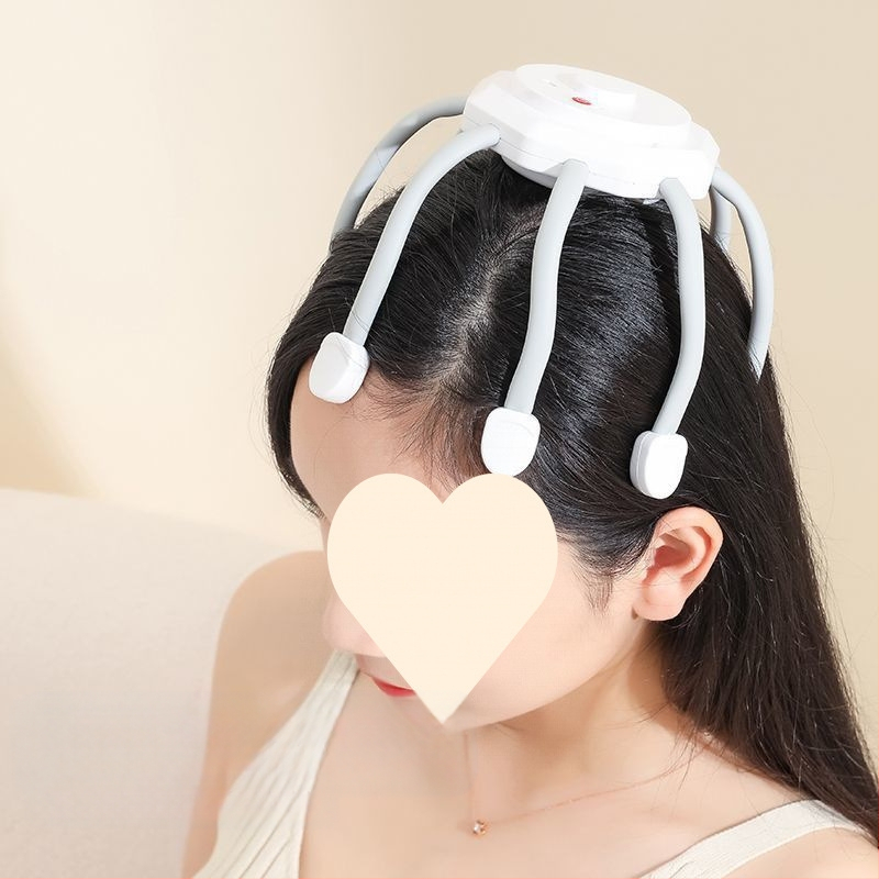 Bandă de masaj pentru cap cu baterie reîncărcabilă, control prin buton, masaj de frământare, transmisie variabilă continuă