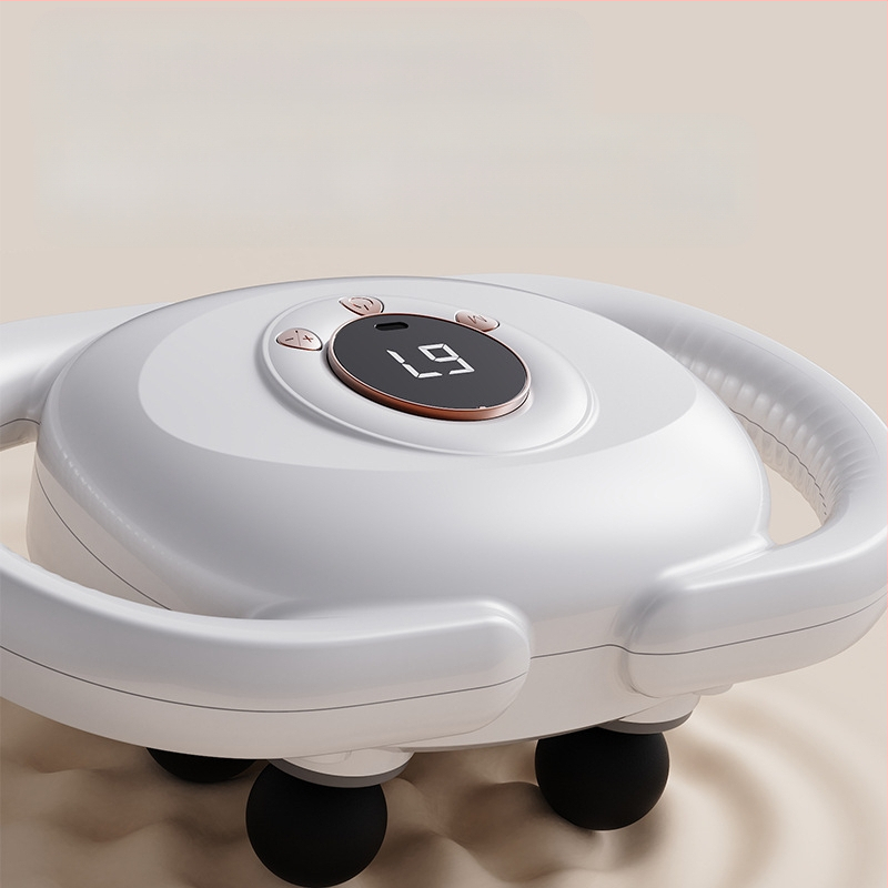 Šešių galvų kaklo masažuoklis su LCD, bešepelių variklis, 5+ greičiai, įmontuota baterija, veikimo laikas 1–3 valandos