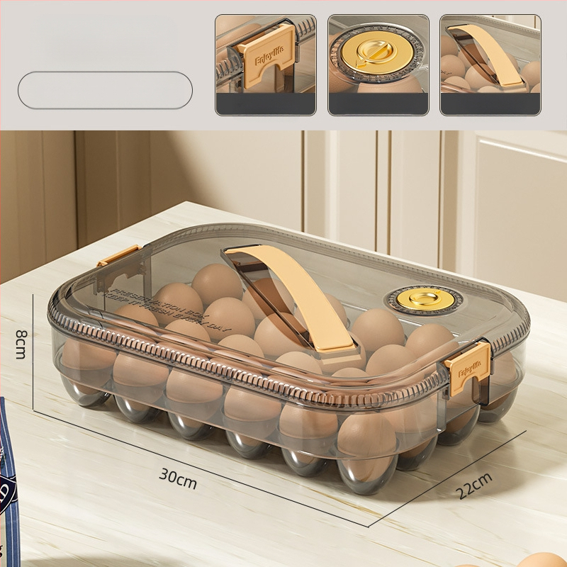 Кутия за яйца за хладилник – проста пластмасова кутия за съхранение на яйца, запазва яйцата пресни, с уплътнение