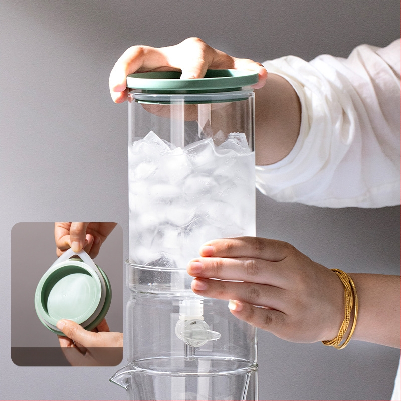 Borosilikatinio stiklo kavos indas ledinio lašėjimo ir šalto ekstrakcijos arbatė (2024 leidimas, pritaikymas prieinama, licencijuojamas privatus ženklas)