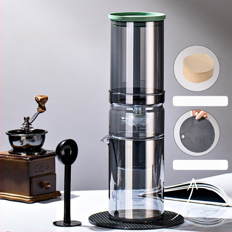 Borosilikatinio stiklo kavos indas ledinio lašėjimo ir šalto ekstrakcijos arbatė (2024 leidimas, pritaikymas prieinama, licencijuojamas privatus ženklas)