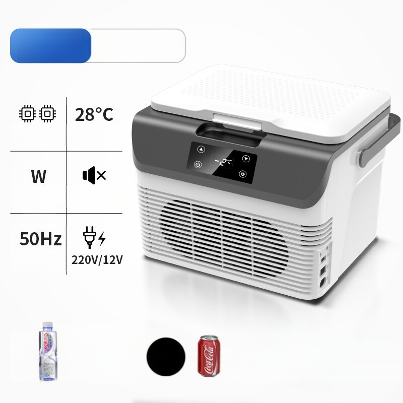 Автомобилен хладилник със полупроводникова технология, двустранно използване за автомобил и дом; 11-15 л, 55-63 W, DC12V/24V и AC 220-240V, охлаждане до -9°C, отопление до 65°C
