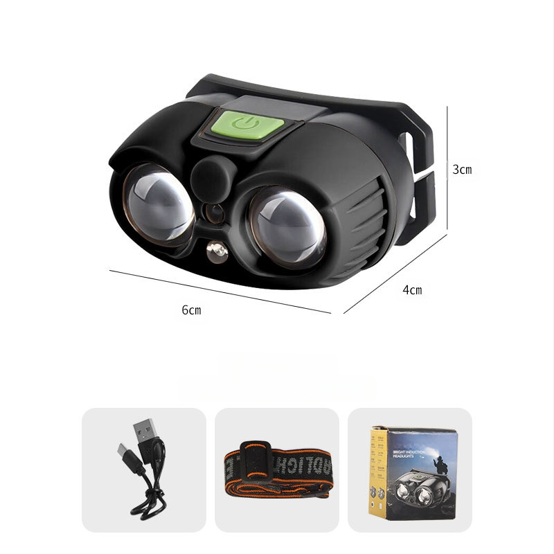 LED galvos žibintas su USB įkrovimu, atsparus vandeniui, 10 m atstumas, 20 valandų veikimo laikas