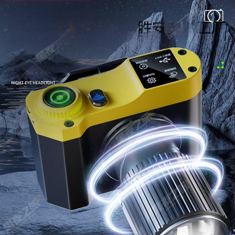 LED galvos žibintu 60W, įkraunamas, naktinei žvejybai - inžineriniai plastikai