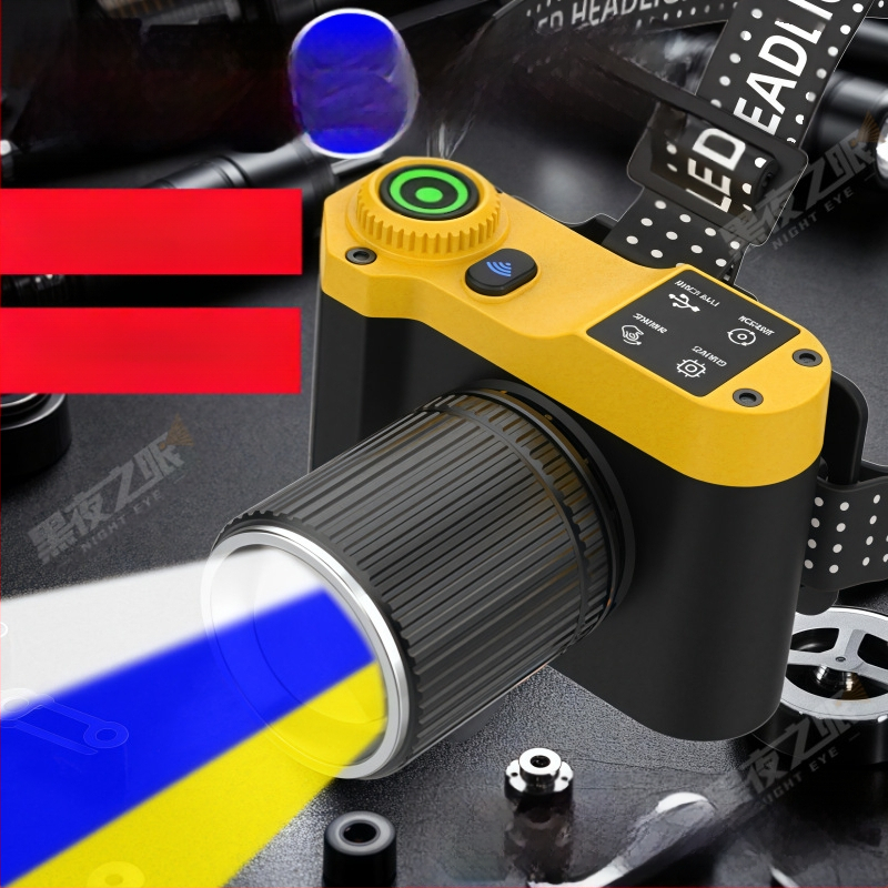 LED galvos žibintu 60W, įkraunamas, naktinei žvejybai - inžineriniai plastikai