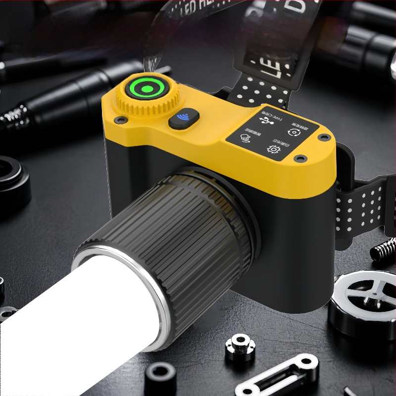 LED galvos žibintu 60W, įkraunamas, naktinei žvejybai - inžineriniai plastikai