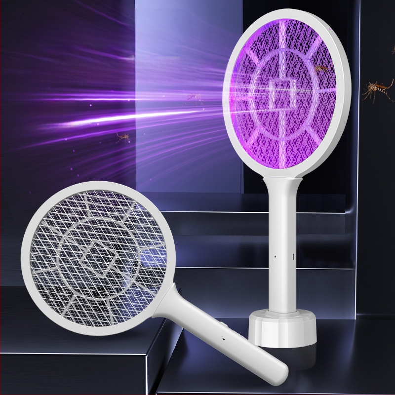 Δύο σε ένα ηλεκτρικό φτυάρι εντομοκτόνο για κουνούπια με USB φόρτιση, LED παγίδα για κουνούπια για κάλυψη 11–20 m², ενσωματωμένη μπαταρία 500 mAh, πλέγμα νικέλιο-ψευδάργυρο-σίδηρο.