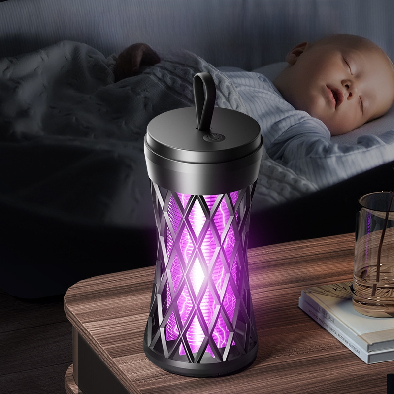 Λαμπτήρας κουνουπιών με ηλεκτρικό σοκ, επαναφορτιζόμενος, LED φως, ABS περίβλημα, αλουμινένιο πλέγμα, ενσωματωμένη μπαταρία 1001–1600 mAh, εμβέλεια μέχρι 10 m²