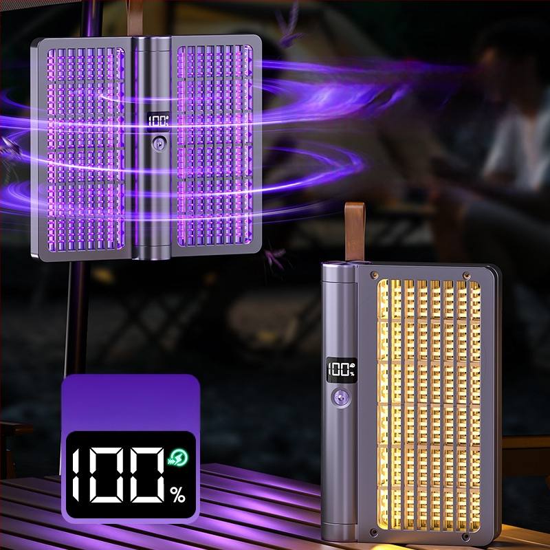 Ηλεκτρική συσκευή εξόντωσης κουνουπιών τεσσάρα σε ένα με περιστρεφόμενο 360° σχέδιο, αναδιπλούμενη, επαναφορτιζόμενη, νυχτερινό φως, κάλυψη 11–20 τ.μ.