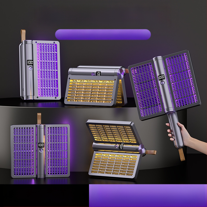 Ηλεκτρική συσκευή εξόντωσης κουνουπιών τεσσάρα σε ένα με περιστρεφόμενο 360° σχέδιο, αναδιπλούμενη, επαναφορτιζόμενη, νυχτερινό φως, κάλυψη 11–20 τ.μ.