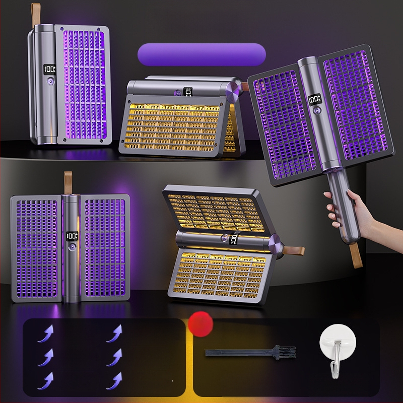 Ηλεκτρική συσκευή εξόντωσης κουνουπιών τεσσάρα σε ένα με περιστρεφόμενο 360° σχέδιο, αναδιπλούμενη, επαναφορτιζόμενη, νυχτερινό φως, κάλυψη 11–20 τ.μ.