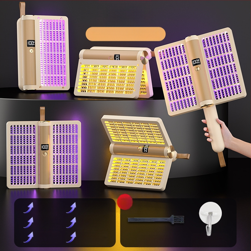 Ηλεκτρική συσκευή εξόντωσης κουνουπιών τεσσάρα σε ένα με περιστρεφόμενο 360° σχέδιο, αναδιπλούμενη, επαναφορτιζόμενη, νυχτερινό φως, κάλυψη 11–20 τ.μ.