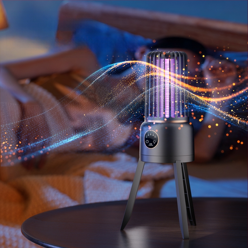 Λάμπα εξόντωσης κουνουπιών για εσωτερική/εξωτερική χρήση — παγίδα LED με φως και ηλεκτρικό σοκ, ενσωματωμένη μπαταρία 2000–2500mAh, κάλυψη 11–20㎡