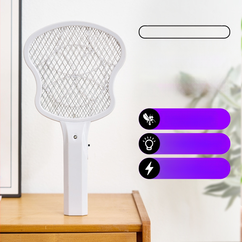 Ηλεκτρική ρακέτα κουνουπιών χειρός με LED, αλουμινένιο δίκτυ, μη περιστρεφόμενη κεφαλή, κατάλληλη για έως 10 m², χωρίς ενσωματωμένη μπαταρία