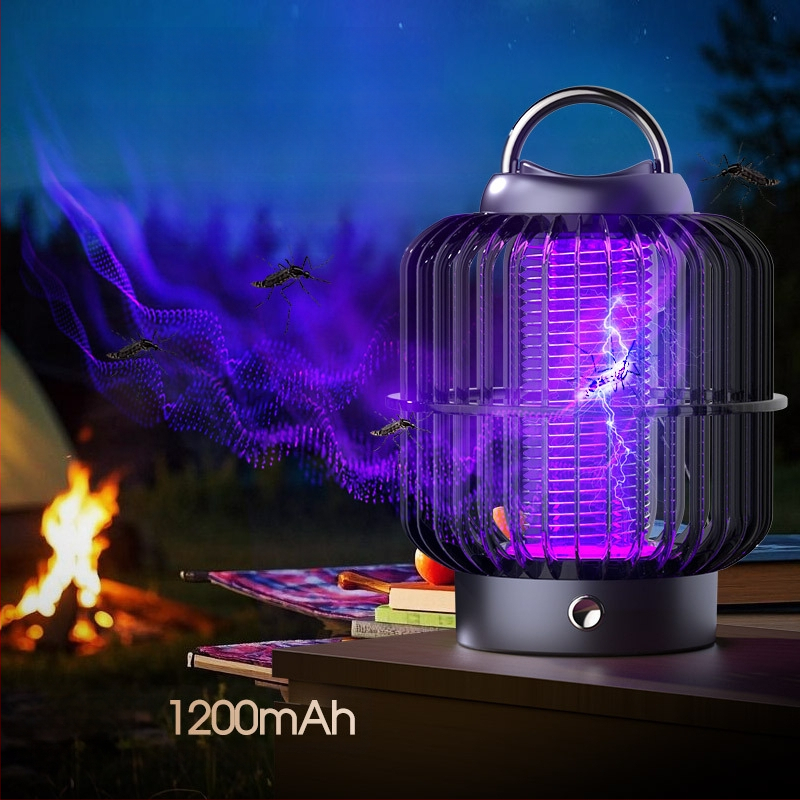 Λαμπτήρας εξολόθρευτής κουνουπιών με ηλεκτρικό χτύπημα, στυλ κλουβιού πουλιού, με ενσωματωμένη μπαταρία, LED περιβαλλοντικό φως, κάλυψη 21–30㎡, φόρτιση σε 1 ώρα