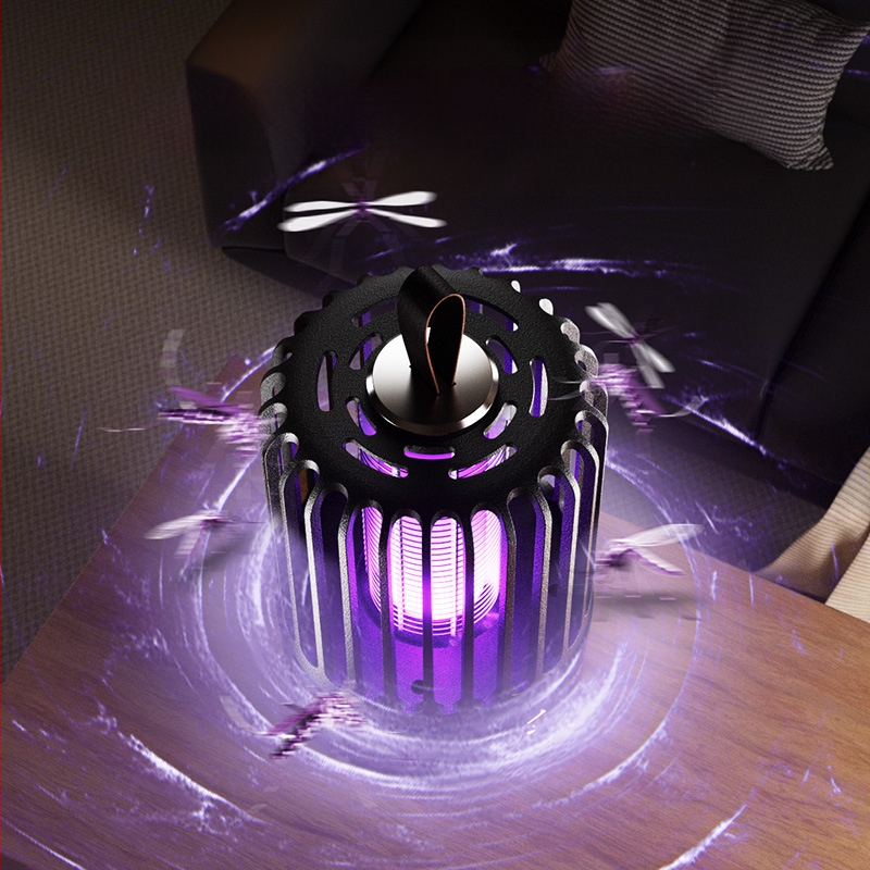 Λάμπα εξόντωσης κουνουπιών με ενσωματωμένη μπαταρία, USB επαναφορτιζόμενη, 360° ηλεκτρικό σοκ και παγίδα φωτεινών κυμάτων, εσωτερική/εξωτερική χρήση, κάλυψη 21–30㎡