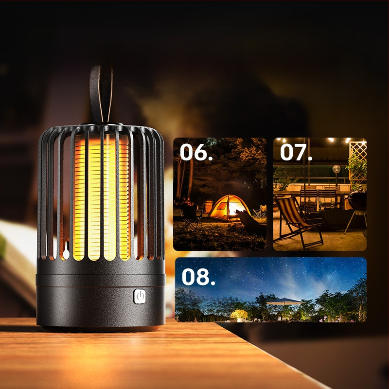 Λάμπα εξόντωσης κουνουπιών με ενσωματωμένη μπαταρία, USB επαναφορτιζόμενη, 360° ηλεκτρικό σοκ και παγίδα φωτεινών κυμάτων, εσωτερική/εξωτερική χρήση, κάλυψη 21–30㎡