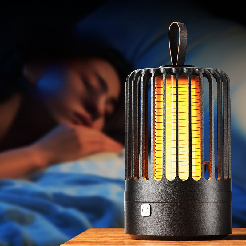 Λάμπα εξόντωσης κουνουπιών με ενσωματωμένη μπαταρία, USB επαναφορτιζόμενη, 360° ηλεκτρικό σοκ και παγίδα φωτεινών κυμάτων, εσωτερική/εξωτερική χρήση, κάλυψη 21–30㎡