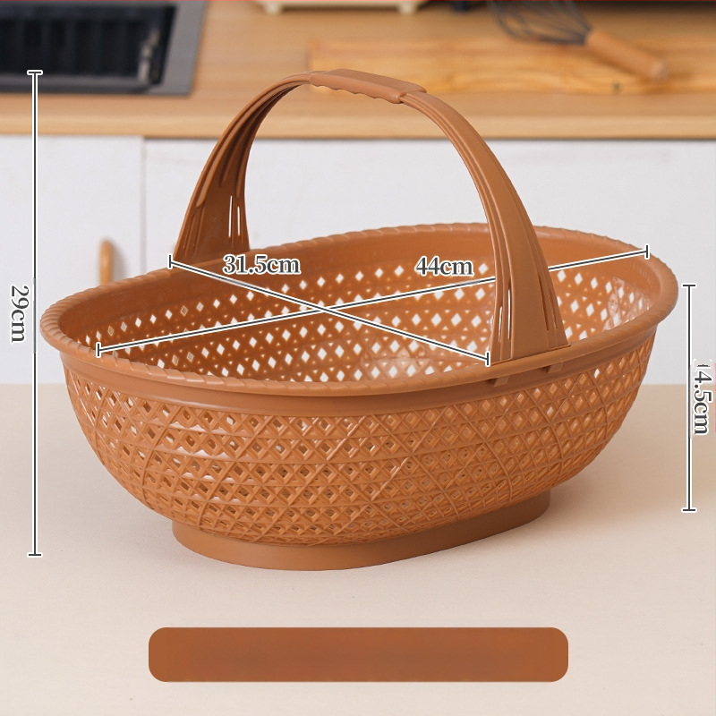 Pirkinių krepšys: plastikinis krepšys su bambuko imitacija, nešiojamas, 10 kg apkrova, drenavimo krepšys