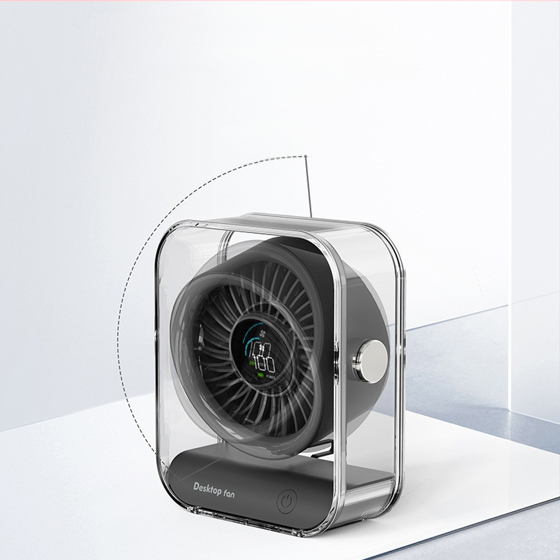 Stalo USB ventiliatorius su įdiegta baterija 4000-6000 mAh, brushless variklis, 6 mentelės, 5 V