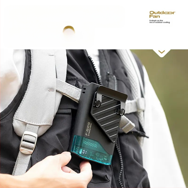 Be mentelių kaklo ventiliatorius su turbina, aukštos spartos lauko aušinimas, 4000 mAh įmontuota baterija, modelis ZAY-F020, įkraunamas, veikimo laikas 1-3 valandos, drėkina ir valo orą